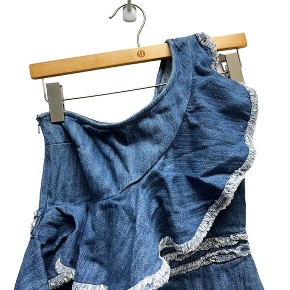 Alexis Blue One-Shoulder Ruffle Romper - Picture 5 of 10